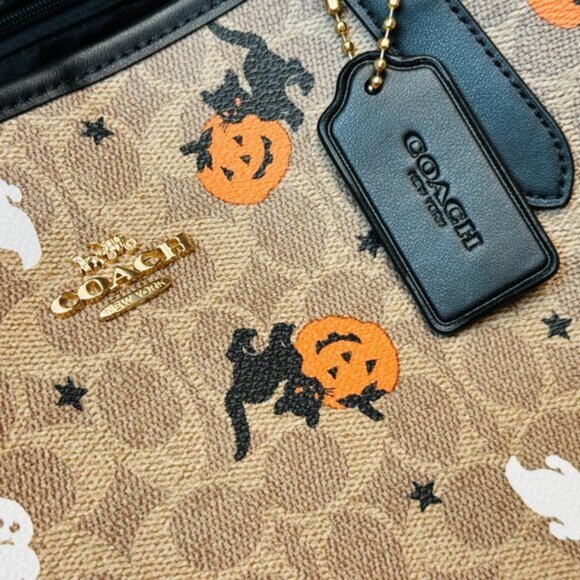 New Coach City Tote In Signature Canvas With Halloween Print CW450 - Picture 5 of 6